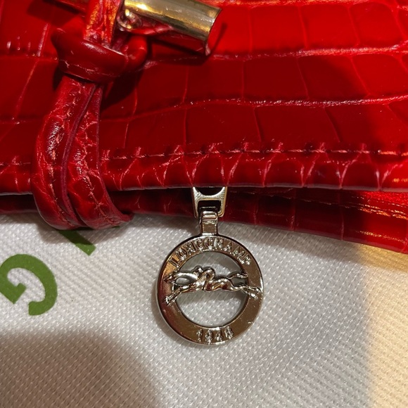 Longchamp Le Roseau Red Croc-Embossed Crossbody Bag - Picture 7 of 7